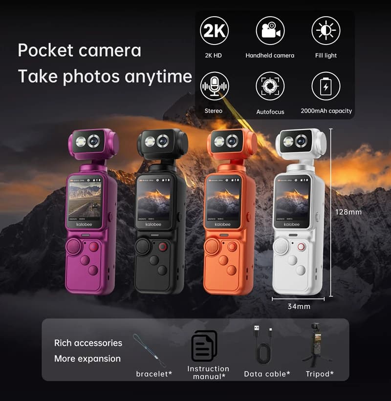 New Pocket4 Handheld Action Camera Ultra-HD Video Recording Meeting Audio Recording 300° Rotation Handheld Outdoor Action Camera