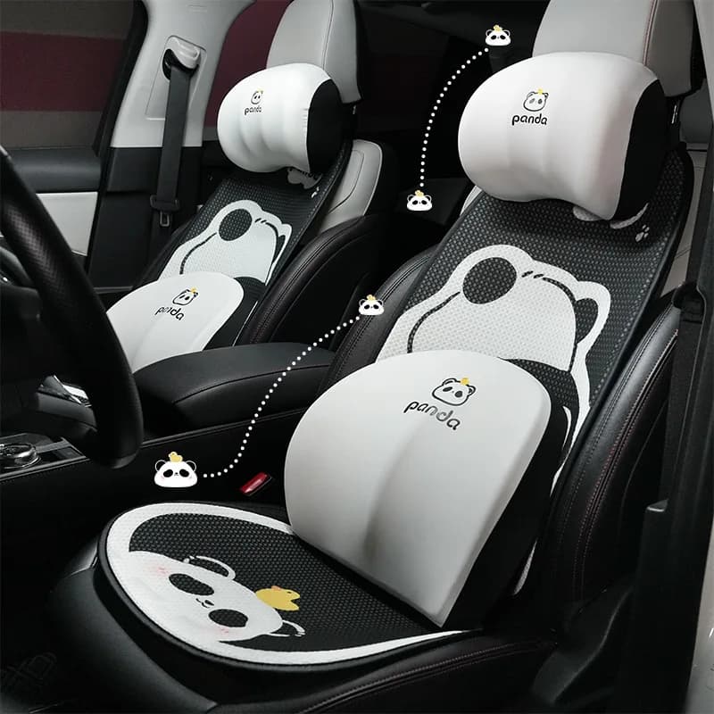 Poggiatesta per auto in cotone memory comfort lombare rimbalzo Cuscino per auto generale per quattro stagioni Cuscino per il collo Cartoon Panda per auto