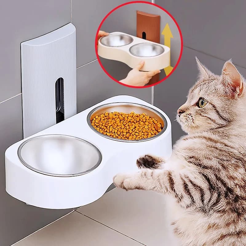 Ciotola per cibo per cani Protezione per il collo Ciotole per cani Altezza regolabile Doppi ciotole per l'alimentazione di cani Ciotola per acqua per gatti staccabile Alimentatore per animali domestici
