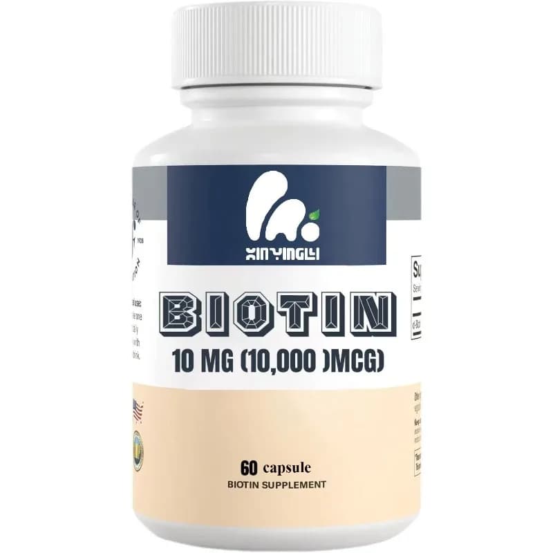 Biotina 10000 mcg - Integratore per capelli, pelle e unghie contenente 60 capsule di D-biotina vitamina B7
