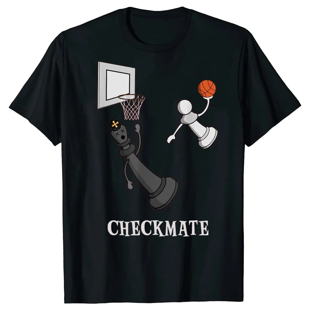 Divertente maglietta generale con motivo a scacchi e tavola da gioco di basket, maglietta casual a maniche corte, regalo di compleanno, maglietta estiva