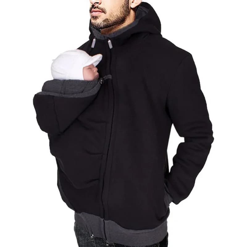 Autunno Inverno Kangaroo Baby Carrier Felpe con cappuccio Felpa per padre Giacca da bambino Vestiti multifunzionali di canguro
