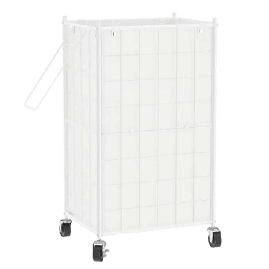 Cesto portabiancheria con ruote, cesto portabiancheria in metallo con borsa rimovibile, organizer per vestiti sporchi, per dormitorio