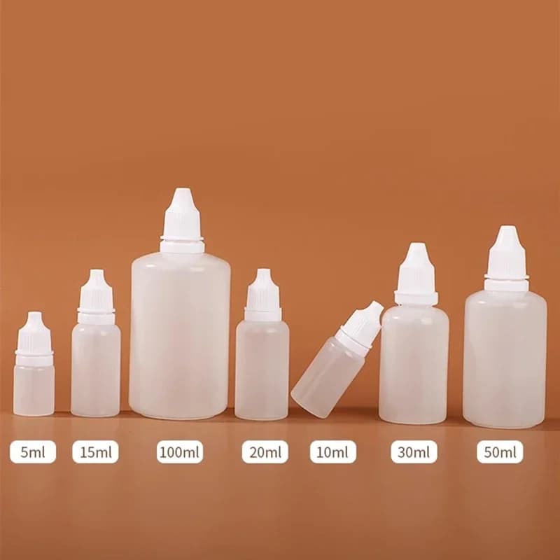 50/100pcs Goccia Occhio Bottiglie di Plastica Medicina Traslucida Tappi Antifurto Vuoto Spremibile Vernice Spremitura Contagocce Liquido