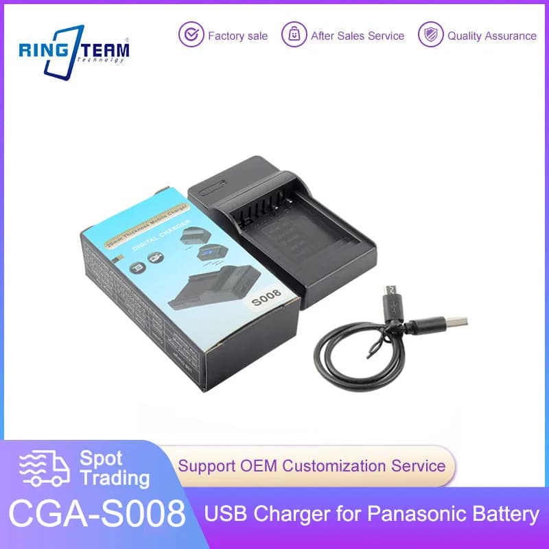 Caricabatterie USB DE-A39B per Panasonic DMW-BCE10 batteria CGA-S008 adatto Lumix DMC-FS5 FS20 FX30 FX33 FX35 FX36 FX37 FX55 FX500