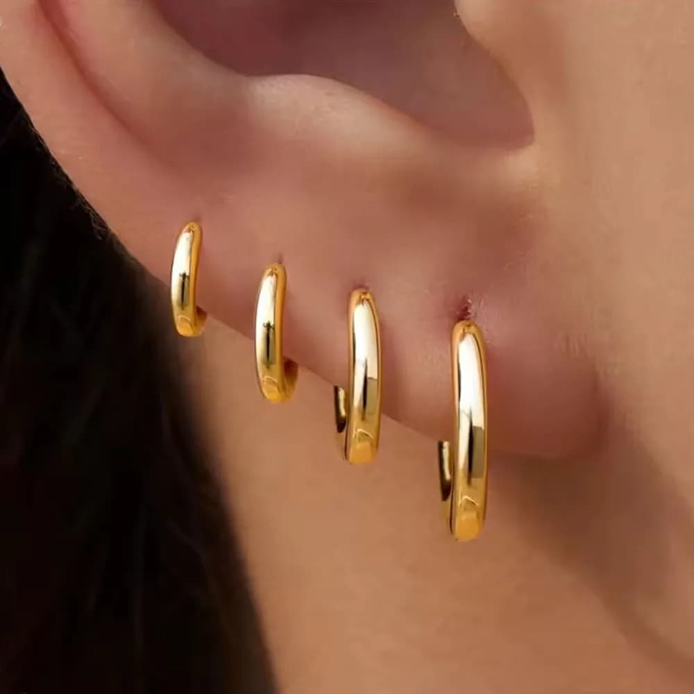 4 paia/4 pezzi orecchini a cerchio in acciaio inossidabile per le donne classici piccoli cerchi a elica anello ad anello Huggie cartilagine gioielli penetranti