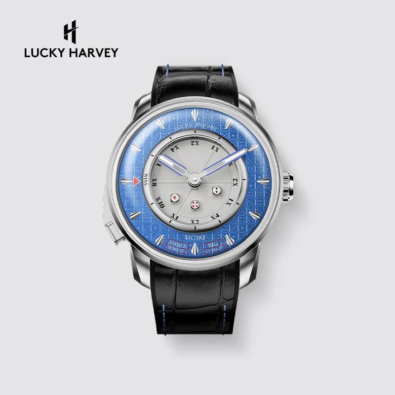 Orologio Meccanico Automatico Lucky Harvey con Quadrante Microinciso da 2,5MM, Vetro Zaffiro Curvo, Orologi da Uomo