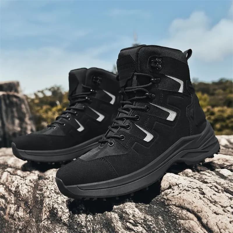 Stivali da alpinismo di marca classica Scarpe da ginnastica da trekking antiscivolo da uomo per uomo Allacciatura Suola in gomma Scarpe da passeggio per uomo all'aperto