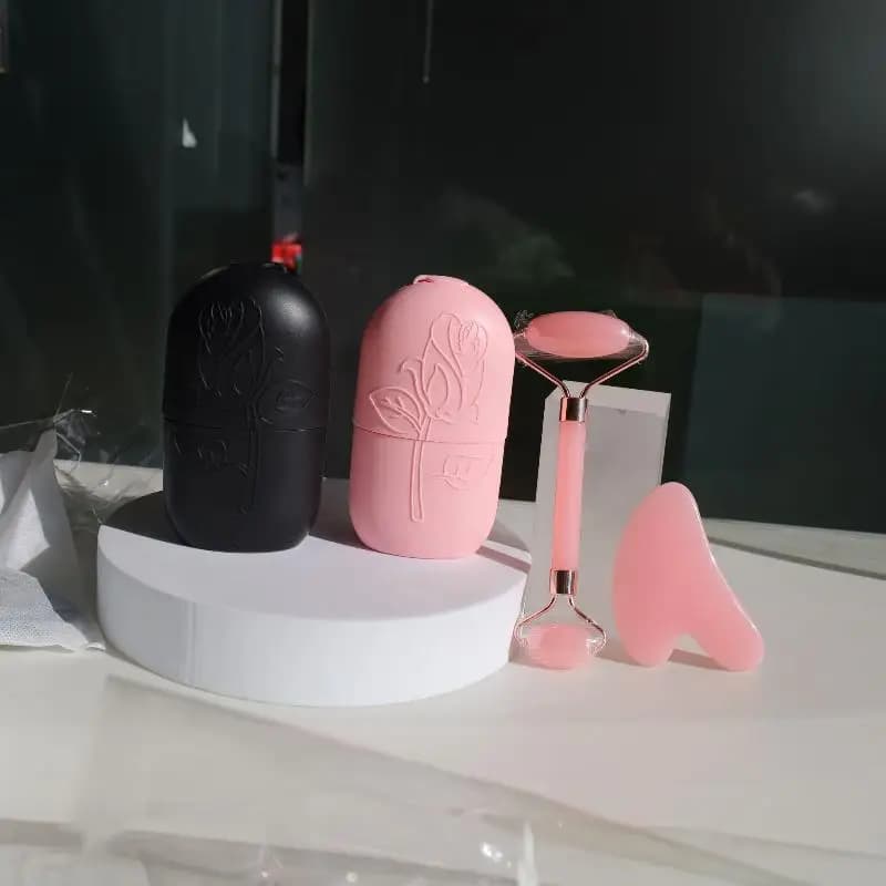Set di 3 Rulli per il Viso con Ghiaccio, Set di Strumenti per Massaggio Facciale Gua Sha, Strumento per Lifting e Modellamento del Viso