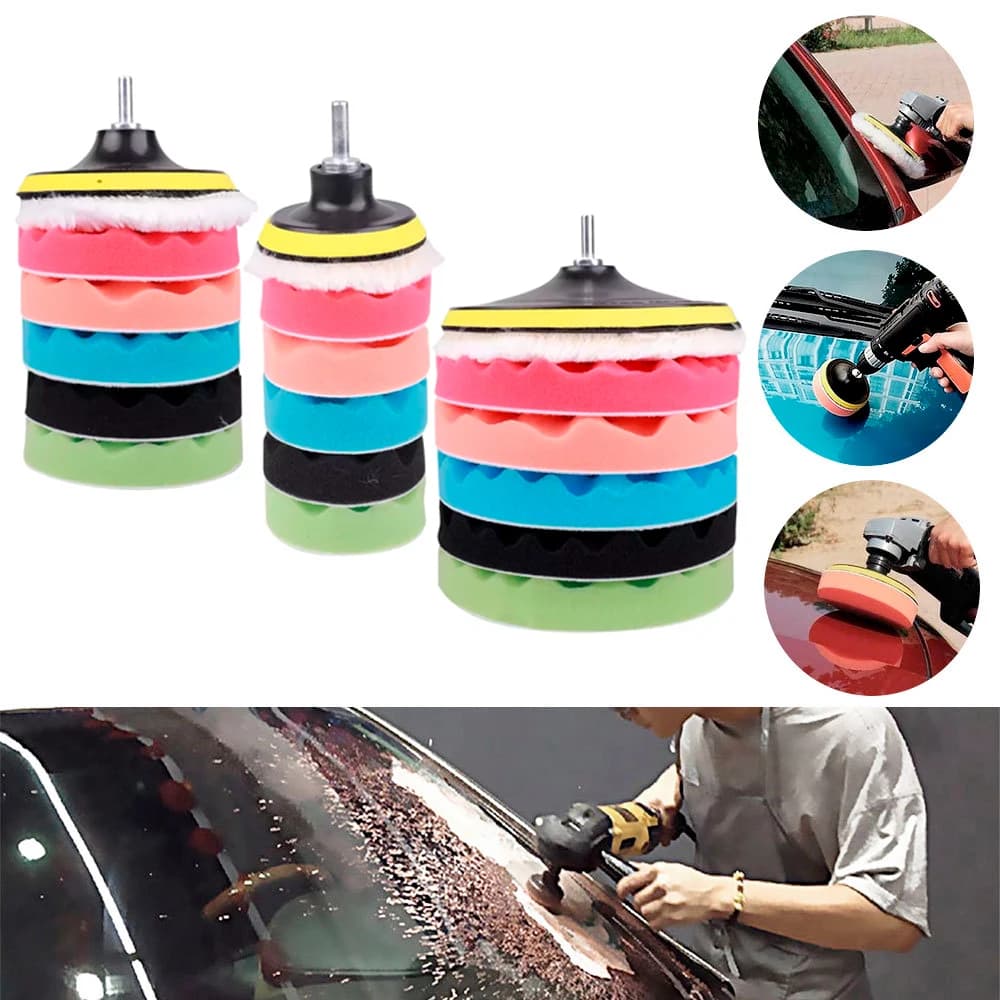 8 pezzi 3/5/7 pollici kit per lucidatura per auto tampone per lucidatura disco per lucidatura per auto spugna per ceretta lucidatrice per auto lucidatura per accessori per lucidatore per auto