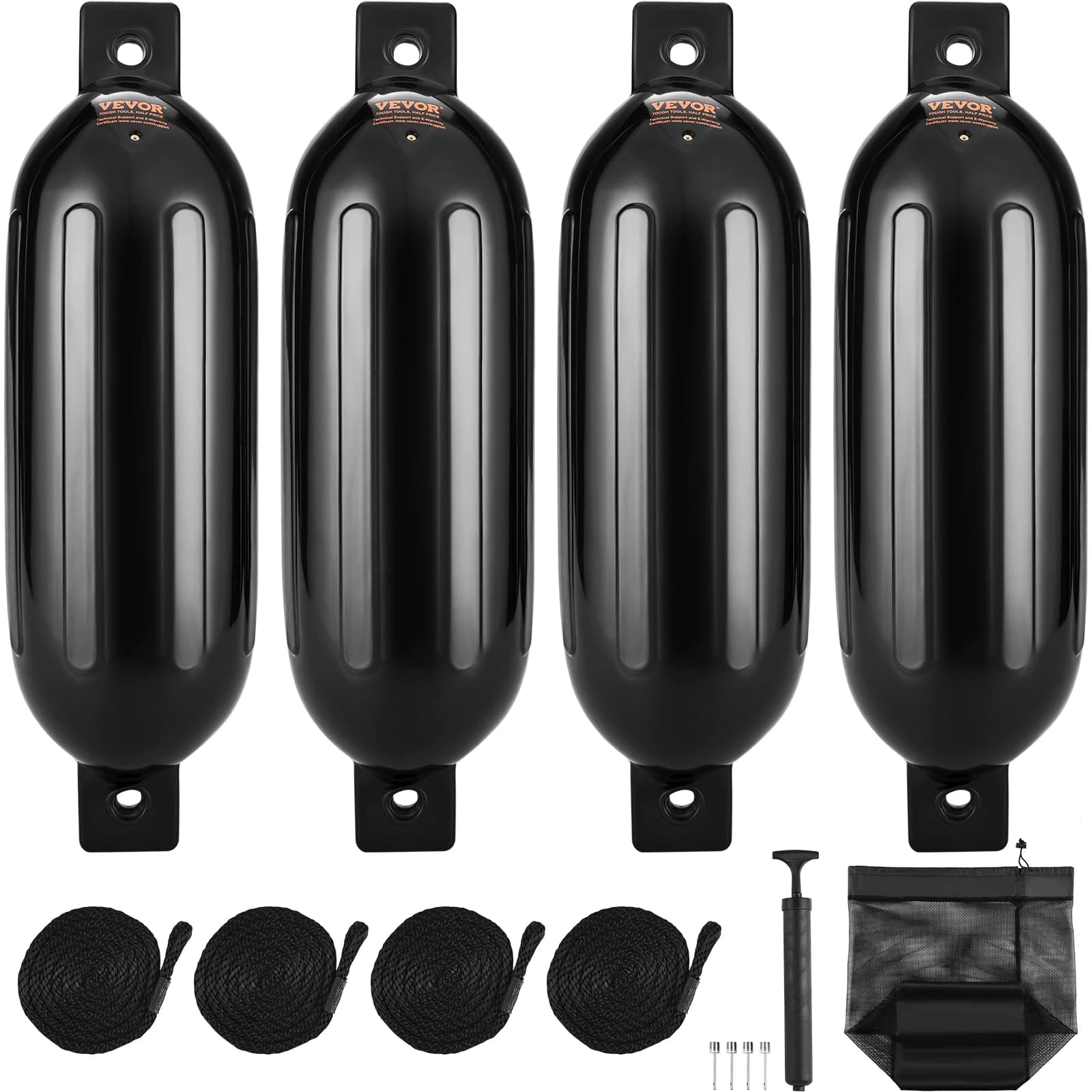 SucceBuy Ribbed inflatable mudguard with central holes Marine boat bumper with 4 needles air pump 4 ropes and housing