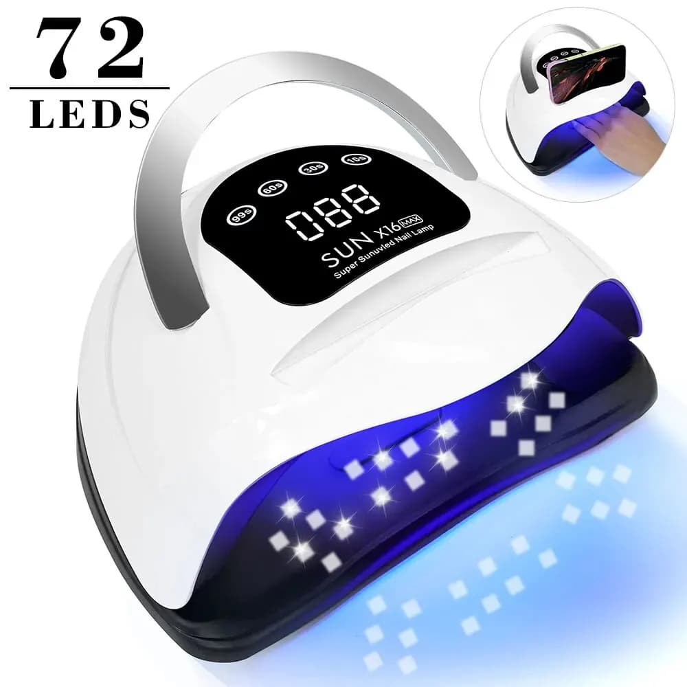 X16 MAX Lampada per unghie UV LED di grande potenza 320W per asciugare lo smalto gel professionale 72 LED Luce per asciugare le unghie con timer touch screen