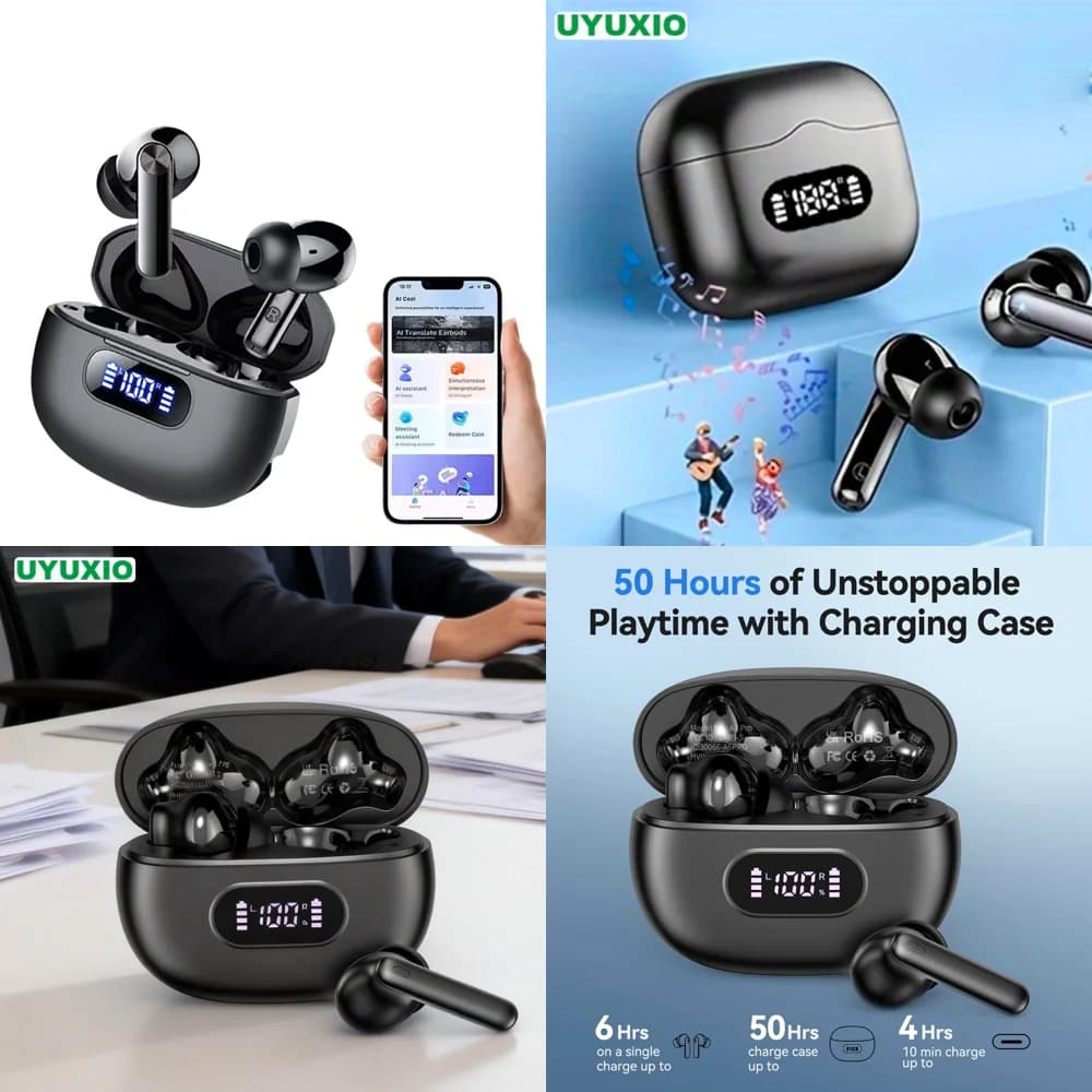 Cuffie Wireless con Traduttore Linguistico AI per Chiamate Chiare, 144 Lingue Online, Auricolari TWS in Tempo Reale con Bluetooth 5.4 - Prodotti di Tendenza