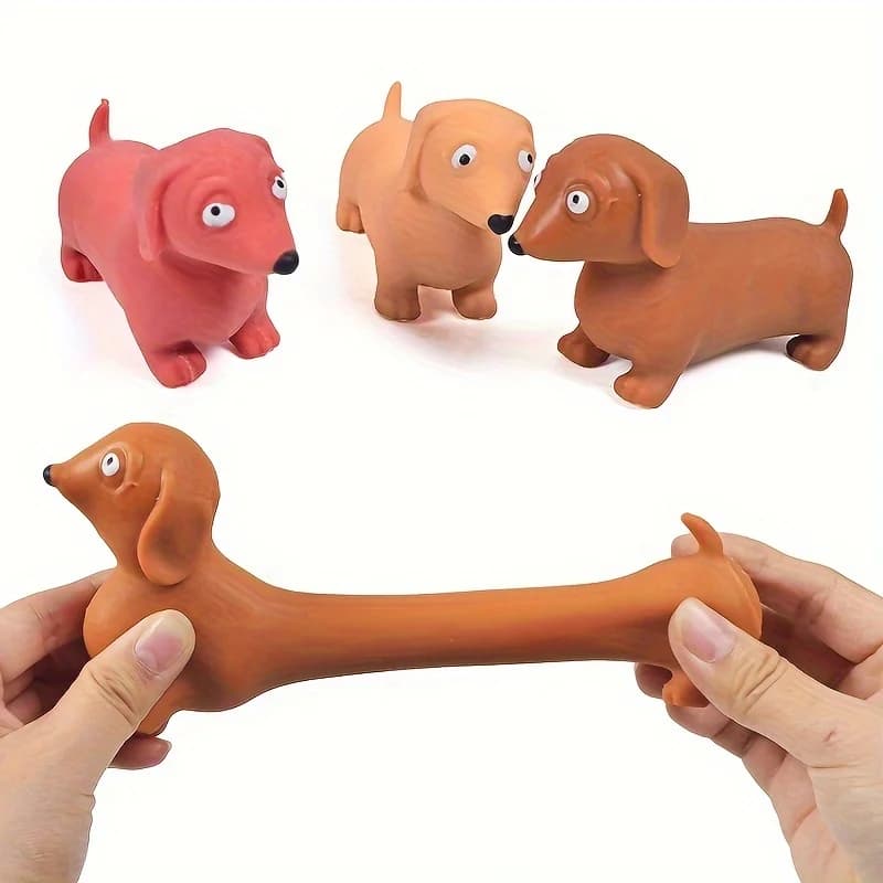 Bassotto Cane Estensibile Squeezy Fidget Giocattolo Ansia Antistress Accessorio Bomboniera Goody Borse Premi per Adulti Bambini