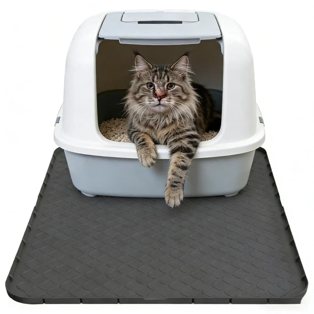 Tappetino per Lettiera Gatti, Extra Large 34"x22", in Silicone, per Contenere e Controllare lo Spargimento della Lettiera, Protezione Pavimento Impermeabile alle Urine