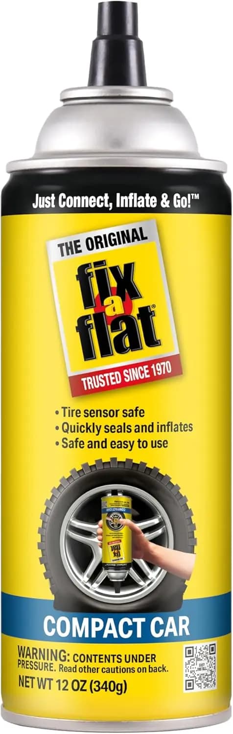 Kit di Riparazione Pneumatici d'Emergenza per Auto Compatte, Formula Ecologica, Adattabile Universalmente, Gonfiatore Aerosol da 12 oz