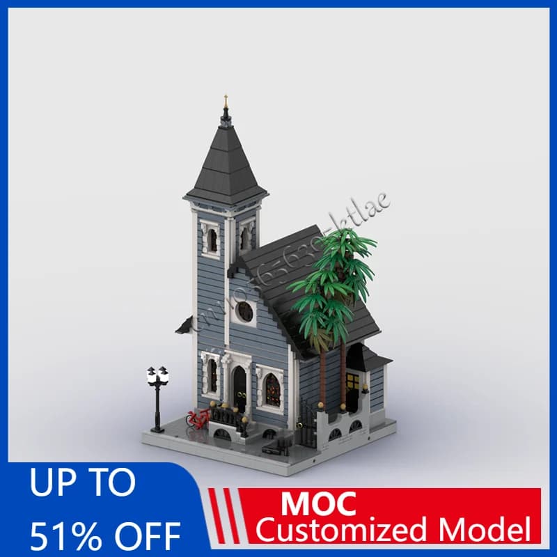 3586 parti MOC Creative City Street View Modulare Chiesa in legno Modello Architettura Building Block Bambini Assemblaggio Mattoni Giocattoli Regali