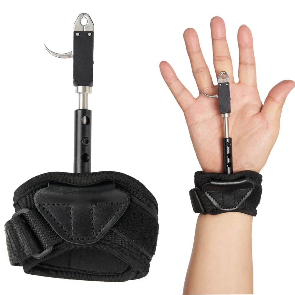 Adjustable Wrist Archery Release Aid 360° Rotatable Leather Strap Bow Release for Compound Bow Target Shooting Accessories