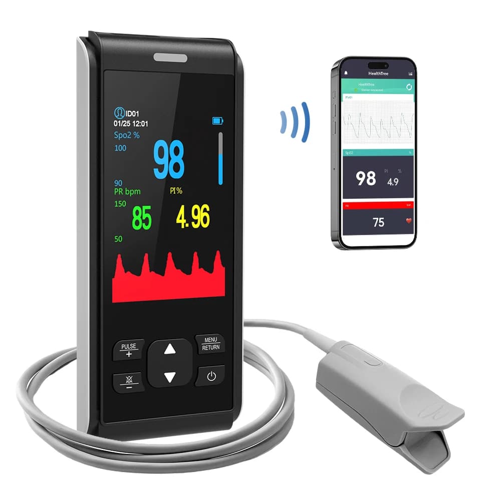 Portable HealthTree Pulse Oxymeter for Adults Diaper Pulse Oxymeter Rechargeable Night Alarm