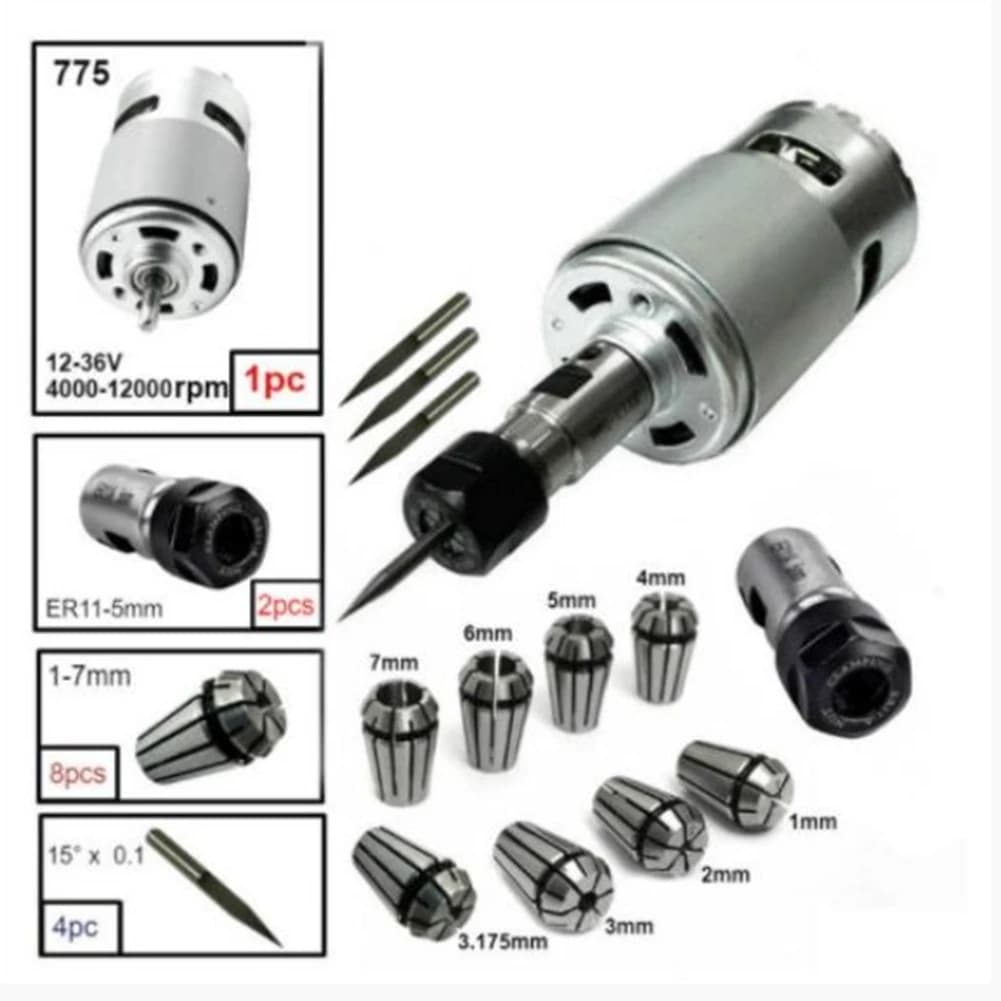 Hot SV-Spindle Motor Ball Bearing 775 DC With ER11 Extension Rod Eight-Piece Engraving Tool Set