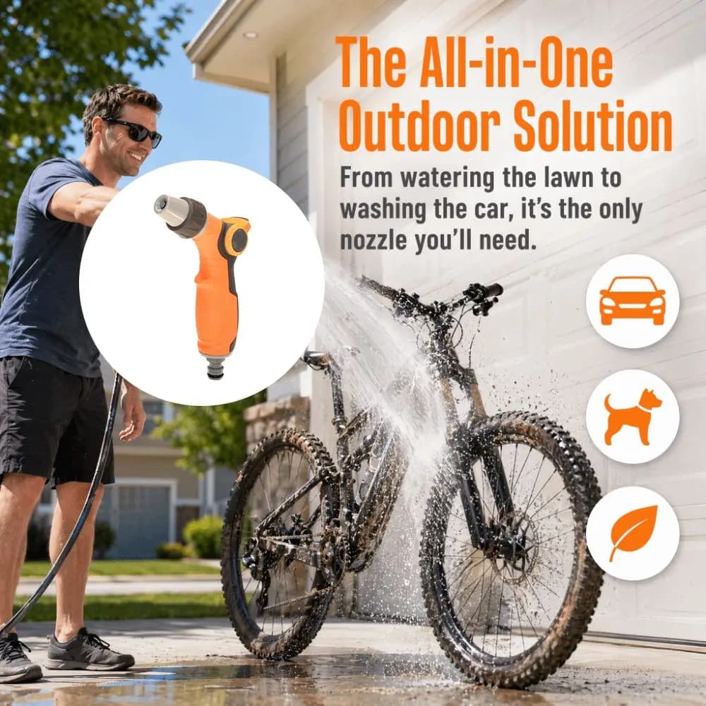 ABS, TPR Garden Hose Nozzle Ergonomic Leakproof Garden Hose Sprayer Multifunctional Heavy Duty Watering Nozzle Watering Plants
