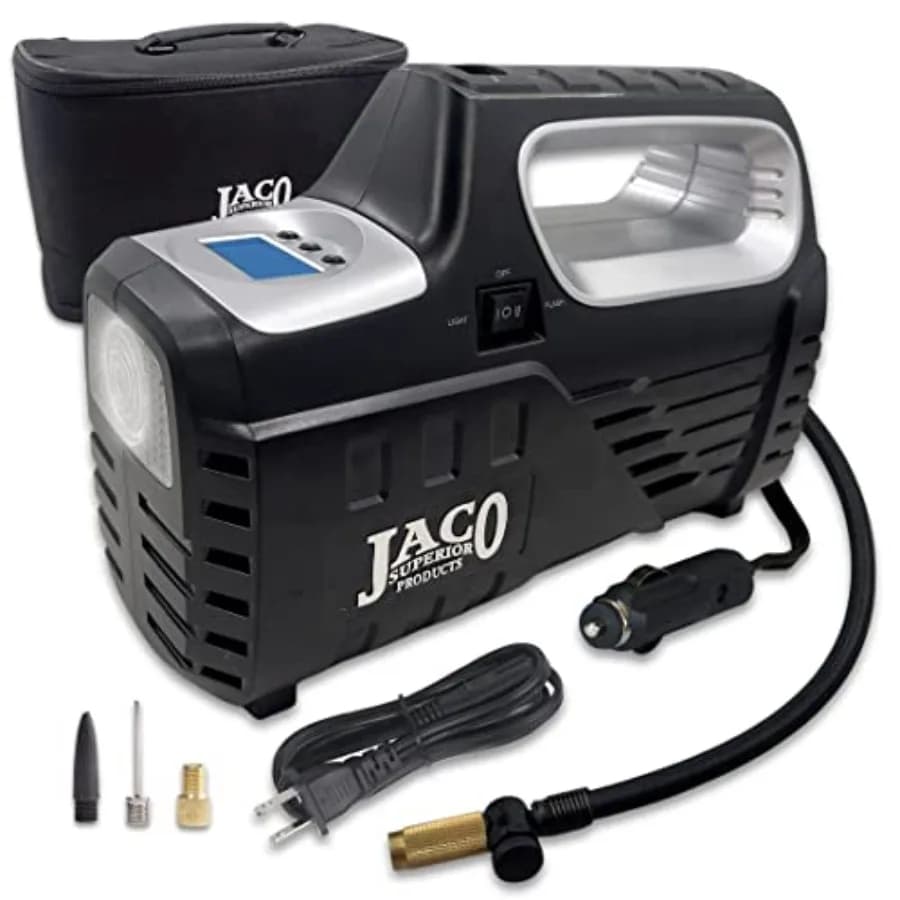 JACO SmartPro 2.0 Gonfiatore Digitale per Pneumatici AC/DC - Compressore d'Aria Portatile Automatico 12V DC 110-120V AC