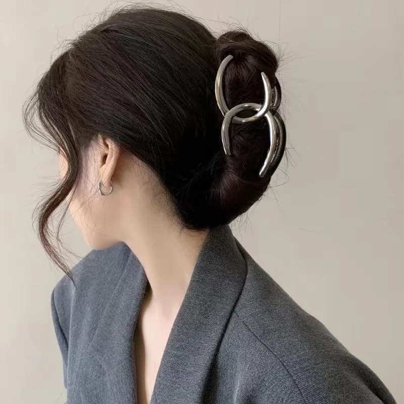 Fermagli per capelli grandi in metallo Mollette per granchio Donne Ragazze Argento Oro Lettera C Morsetti per capelli Coda di cavallo Accessori per capelli Moda