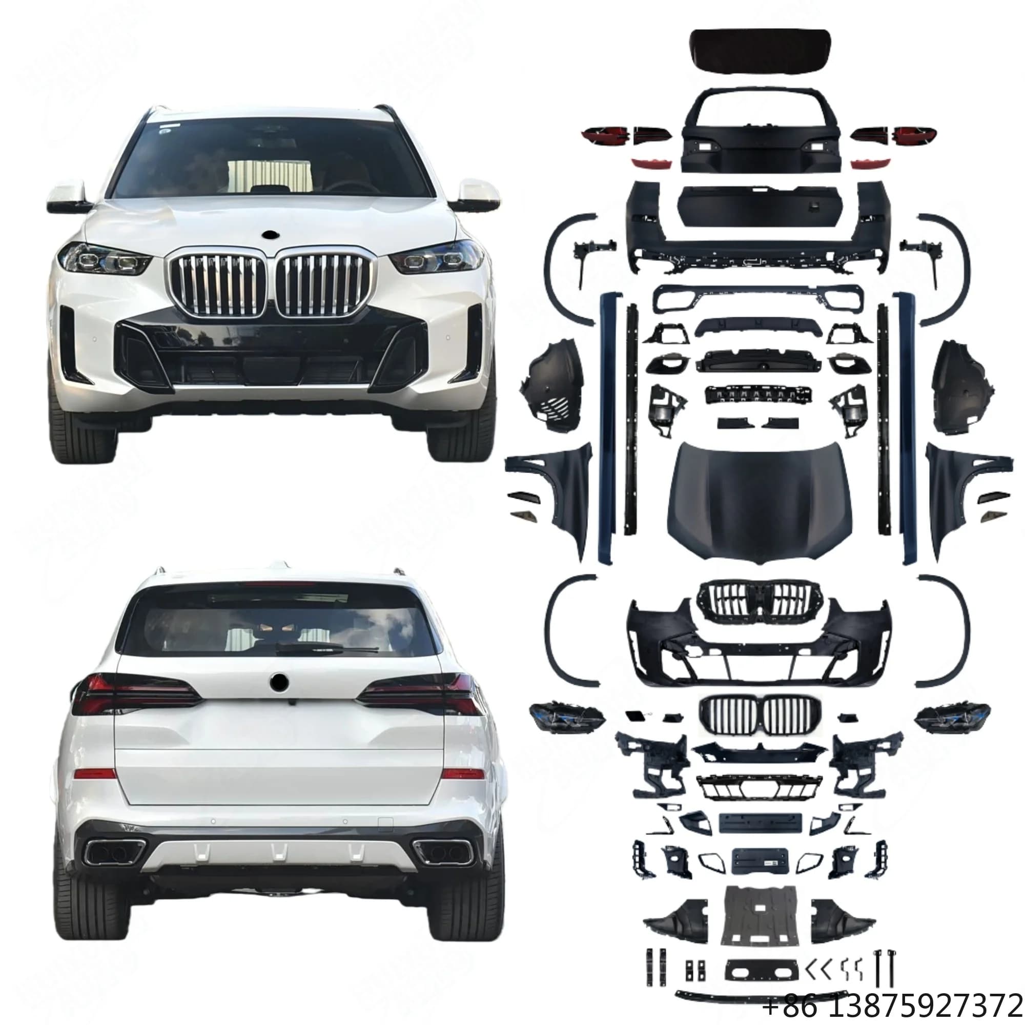 Kit Carrozzeria per Installazione Diretta per X5 F15 2013-2018, Aggiornamento al Kit Carrozzeria X5 MT G05 LCI 2025, Facelift Auto, Fari, Cofano, Paraurti