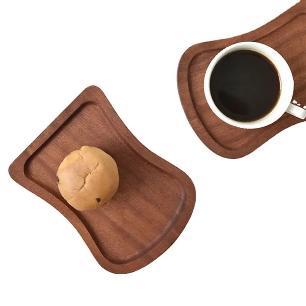 Vassoio in Legno Color Noce, Piatto per Servire Frutta Secca, Pane, Dessert, Snack, Piatto per Alimenti in Legno