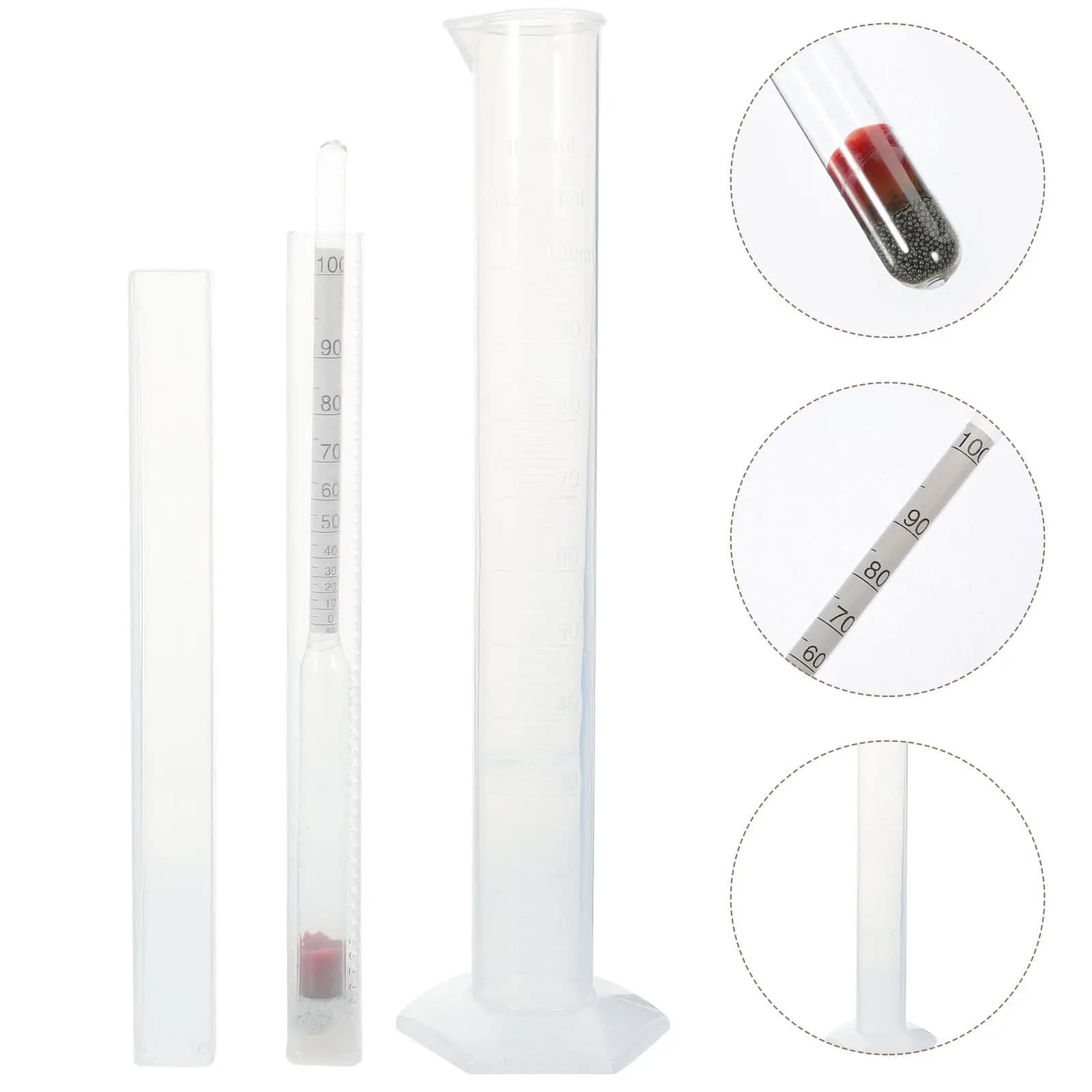1Set Triple Scale Alcohol Hydrometer Glass Plastic Lightweight for Home Brewing Accurate Alcohol Sugar Gravity Measurement Wine