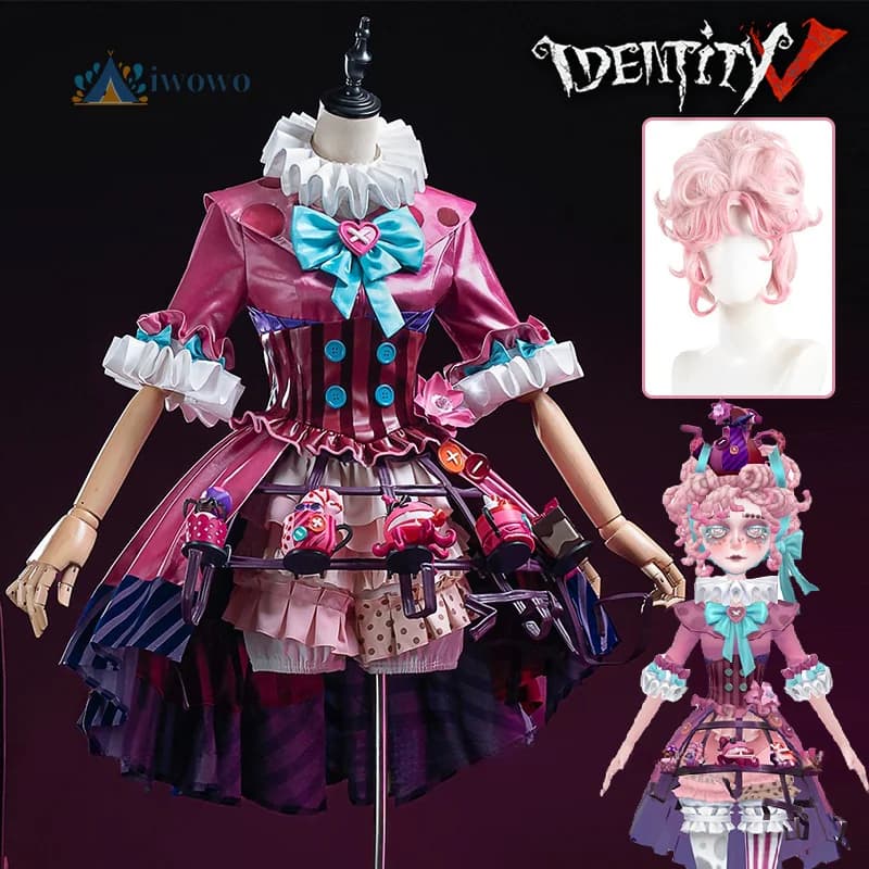 Identity V Meteorologo Ms.Saucer Costume Cosplay Parrucca Abito Copricapo Papillon Puntelli Vestito per Donne Ragazze Wendy Foote Halloween