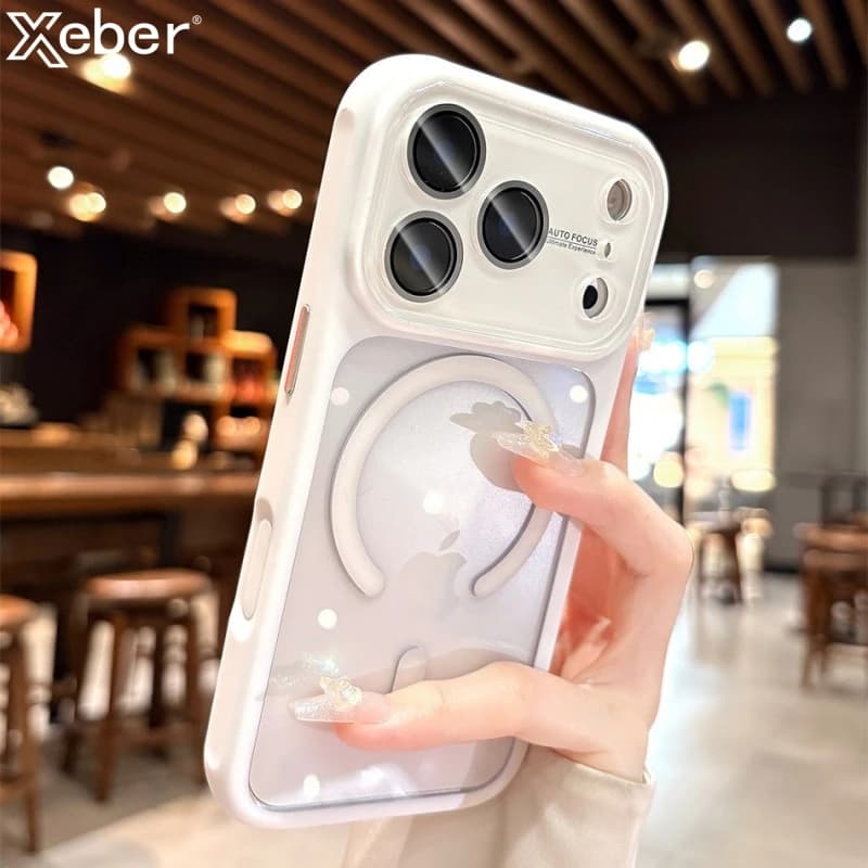 Glass Lens Protection Transparent Magnetic For Magsafe Case For iPhone 15 16 17 Pro Max Soft Hybrid Bumper Shockproof Back Cover