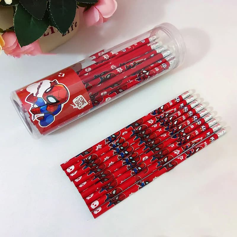 30pcs/set cartoom Spiderman HB Pencil Anime Cartoon Pencil Student Writing Pen Pencil School Stationery Supplies Gift