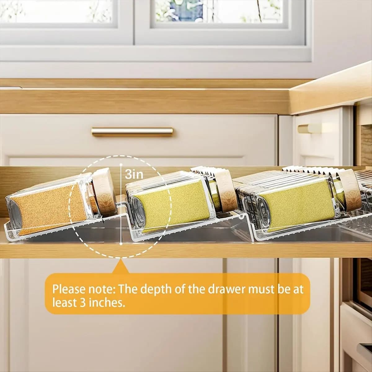 REST Organizzatore per cassetti per spezie espandibile, portaspezie regolabile in acrilico trasparente per cassetto, per l'organizzazione delle spezie da cucina 1 set