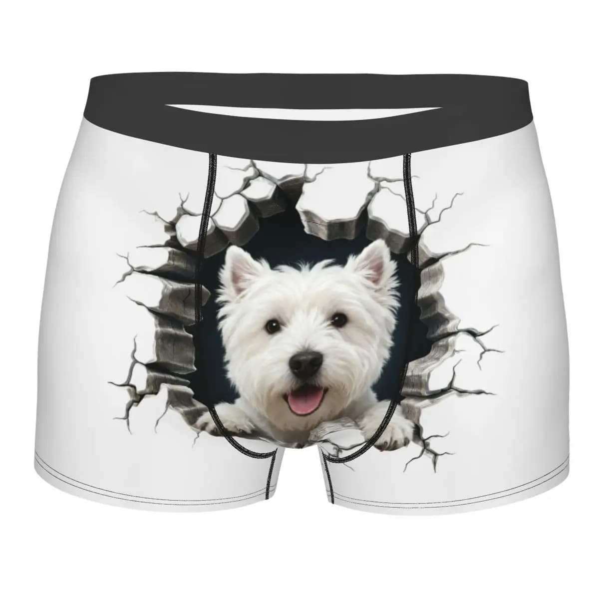 Breaking Through West Highland White Terrier Boxer Slip Maschile Comodo Westie Dog Lover Intimo Regalo di San Valentino