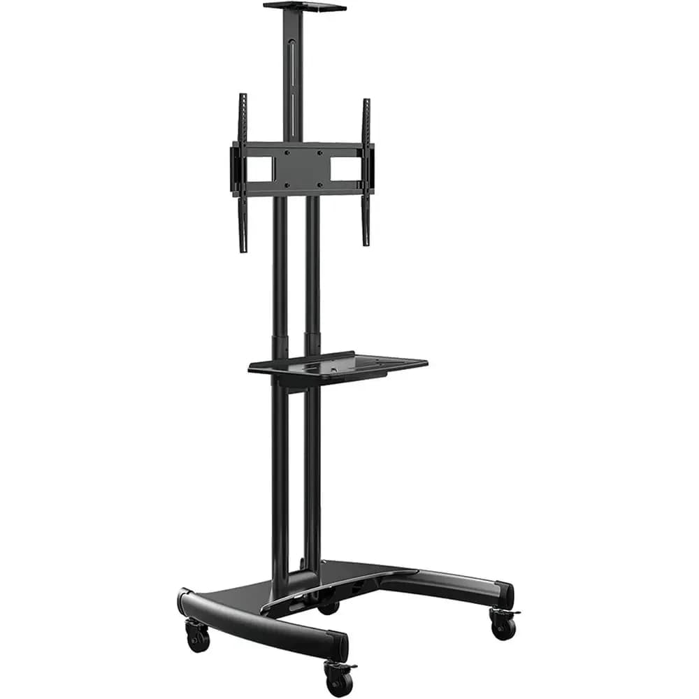 32-70 Inch Adjustable Mobile Laptop Stand with A/V and Webcam Shelves, Black