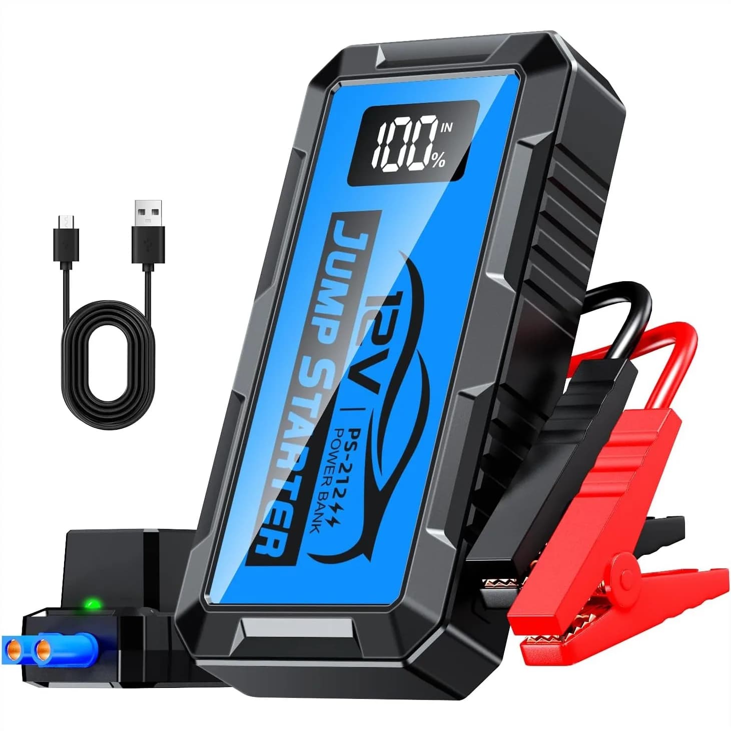 Avviatore di Emergenza per Auto 8000A con Display LCD per Tutti i Motori a Benzina e Diesel fino a 10.0L