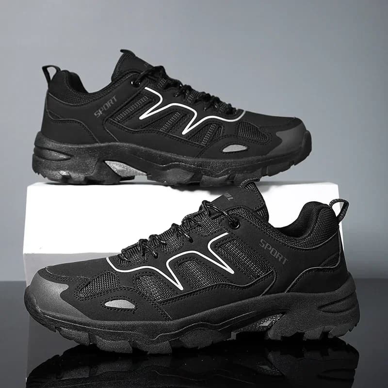 Scarpe da ginnastica da trekking con piattaforma stringata da uomo, scarpe da esterno antiscivolo resistenti all'usura per arrampicata, caccia, trekking