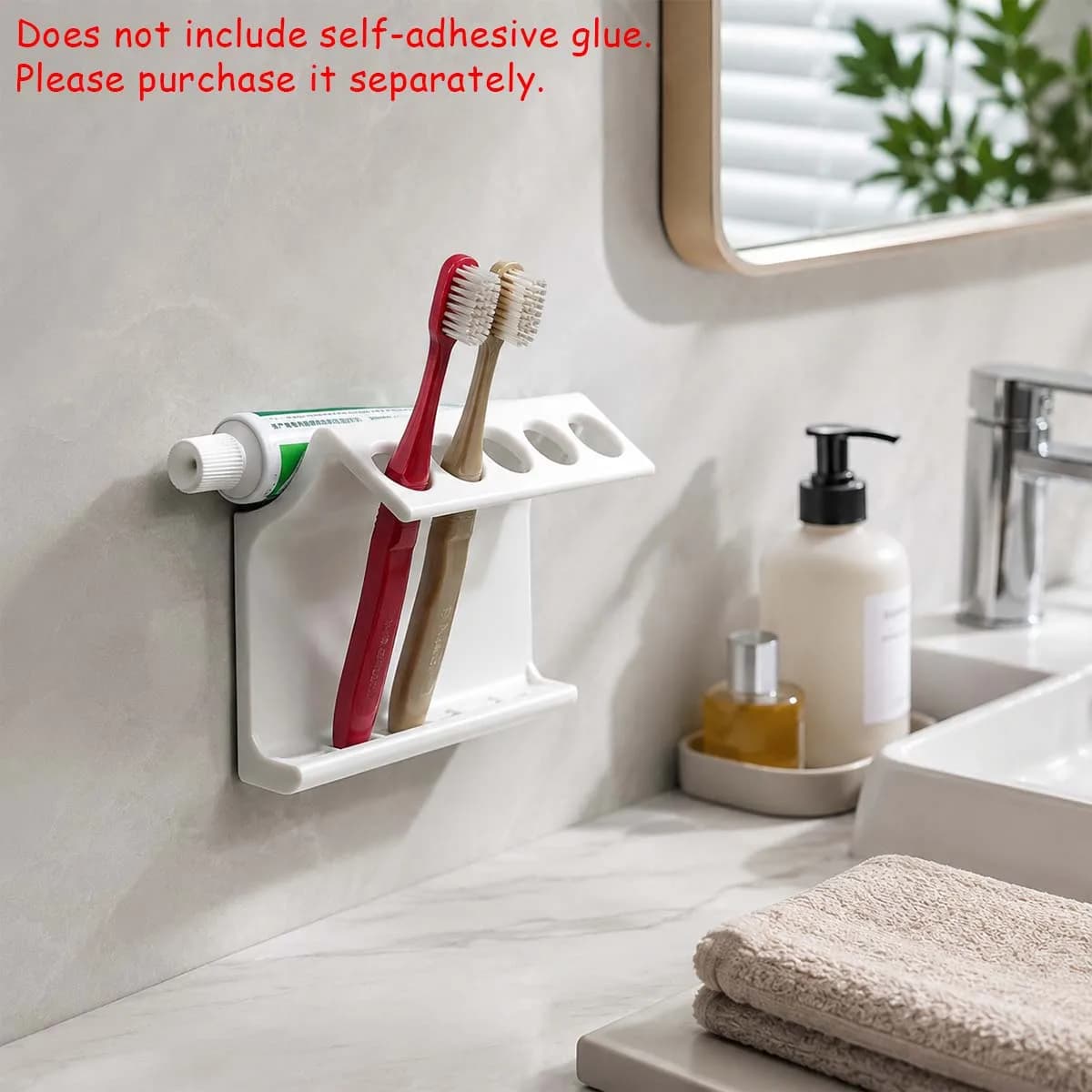 Bathroom multi-functional storage rack, toothbrush holder, home drip-catching storage organizer, without self-adhesive glue