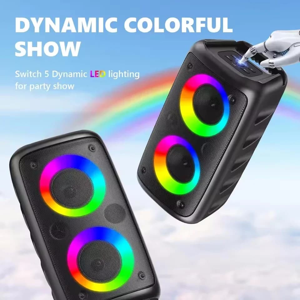 Subwoofer portatile con altoparlante Bluetooth per karaoke senza fili con microfono Radio FM Lampada a LED TWS Sound Box Macchina musicale Caixa De Som