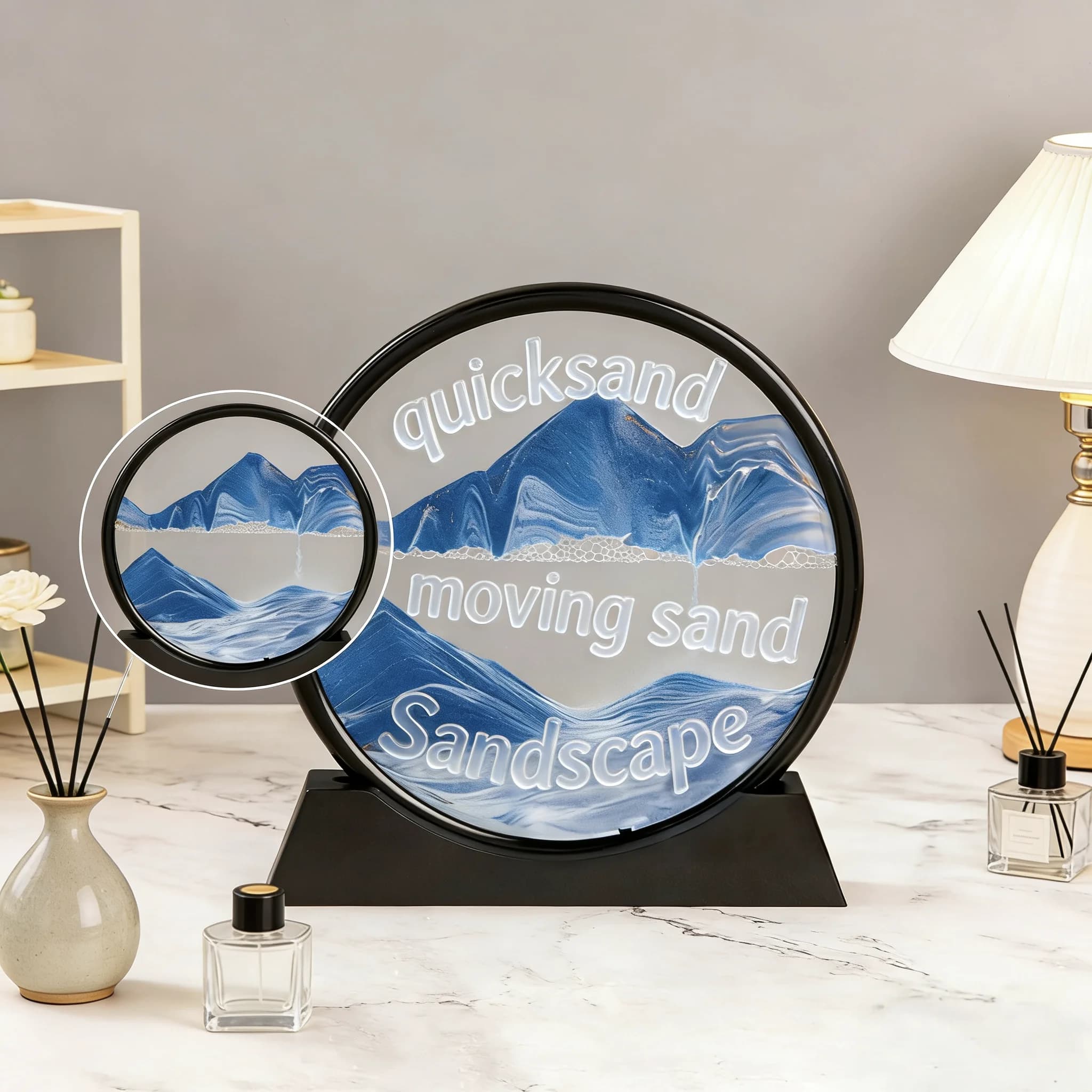 Quadro di Sabbia in Movimento, Arte della Sabbia Dinamica, Clessidra Liquida, Dipinto Cinetico di Sabbia, Decorazione per Ufficio e Casa, Idea Regalo