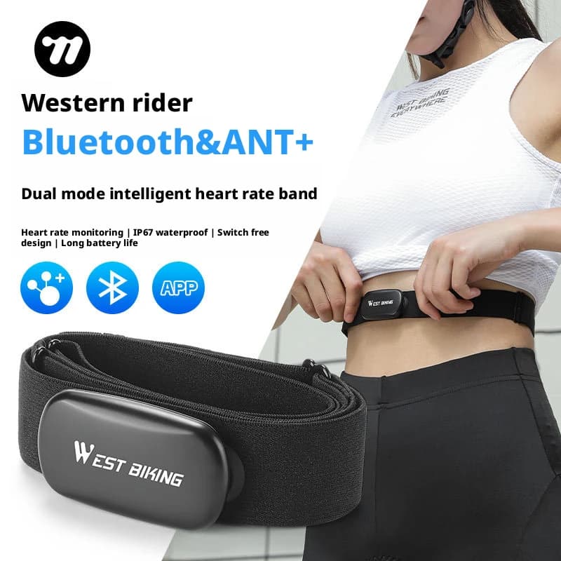 Fascia Toracica Cardiofrequenzimetro, Compatibile ANT+ Bluetooth, per Ciclismo, Corsa e Fitness