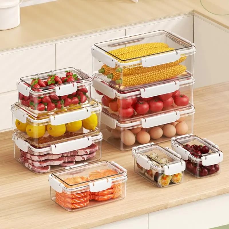 Contenitori per Frutta, Contenitori per Alimenti Freschi, Organizzatore Trasparente per Frigorifero, Contenitore Multifunzionale per Preparazione Pasti e Pranzo