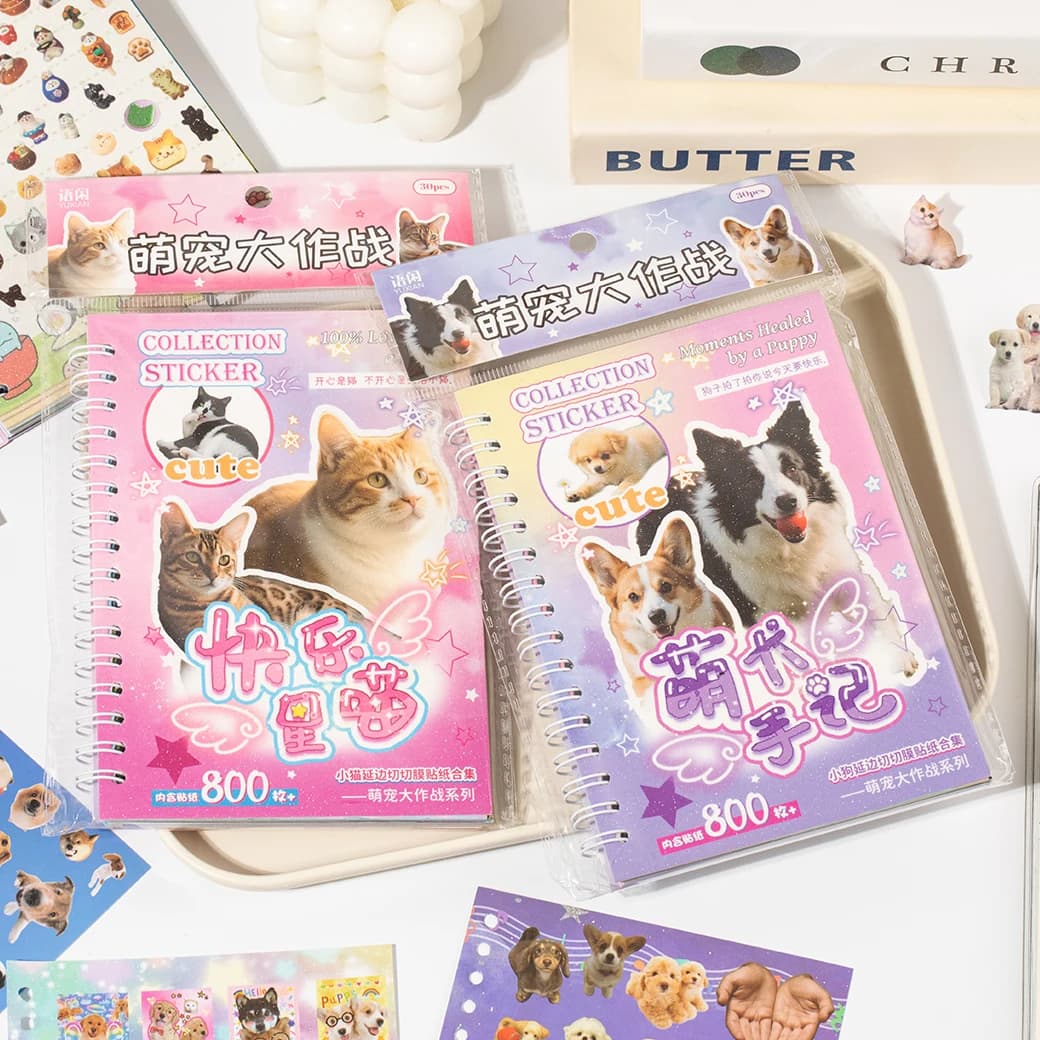30 Pz/libro Cute Pet Battle Cut-Out Coil Sticker Libro Manuale FAI DA TE Calendario Biglietti d'auguri Diario Notebook Album Materiale Adesivi