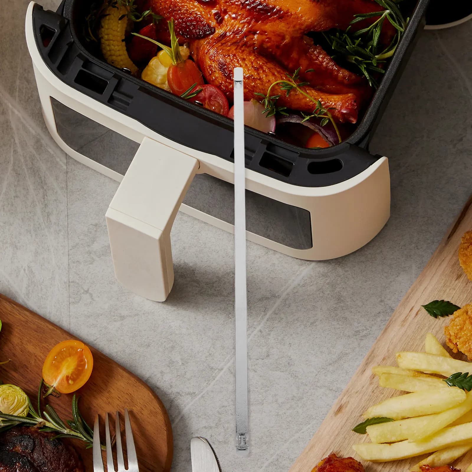 28Cm Stainless Steel Rotisserie Chicken Fork Pole for Air Fryer Oven Bbq Grill Replacement Rotating Meat Fish Turkey Roasting