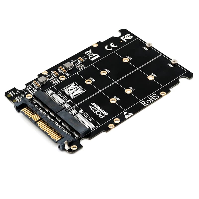 Adattatore SSD M2 Convertitore da M.2 a U.2 2in1 M.2 NVMe M-Key M.2 SATA B-Key a U2 SFF-8639 Adattatore da M2 a U2 Scheda per computer desktop