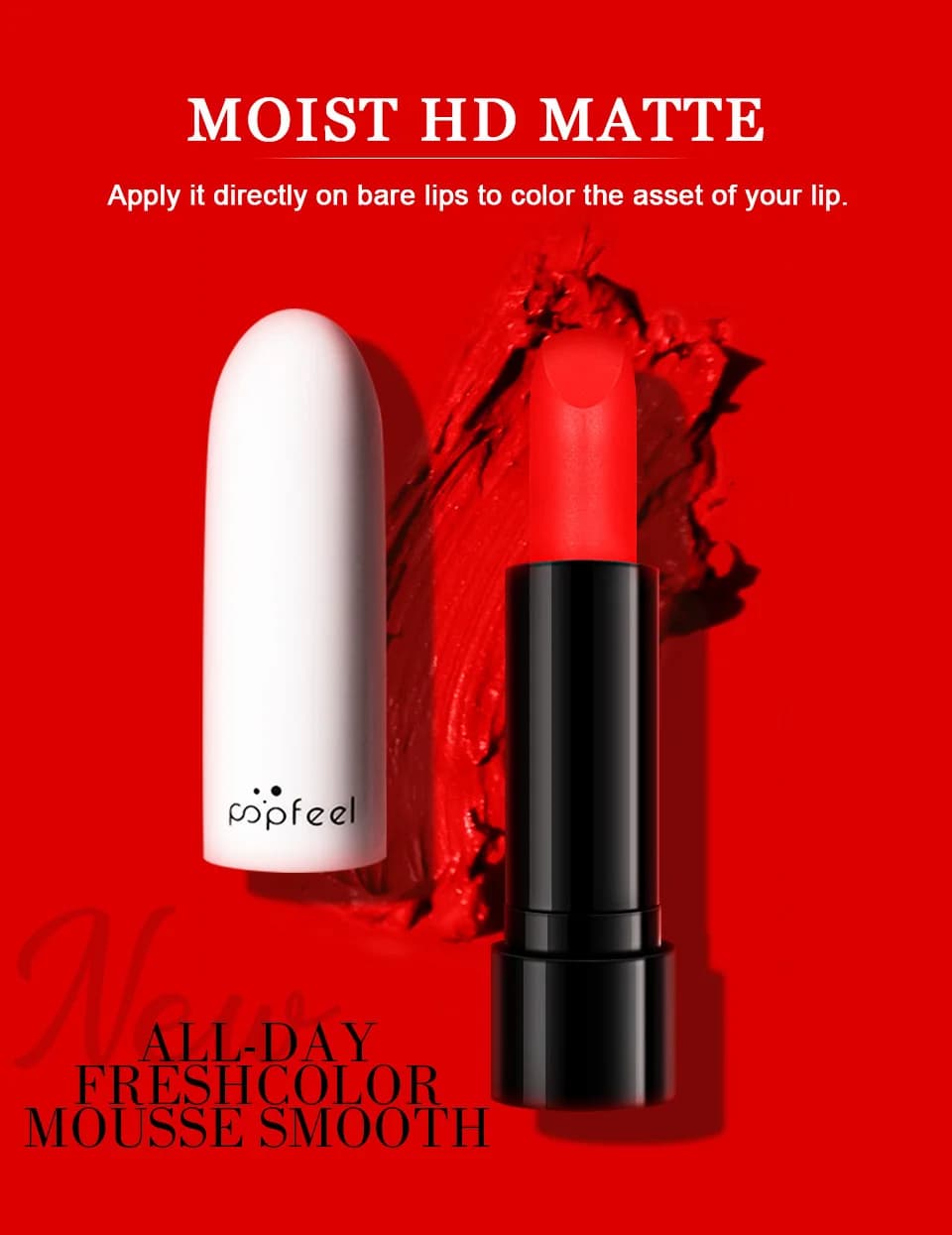 High Quality Popfeel Waterproof Lasting Matte Luxury Velvet Lipstick Make up Smudge-Free Pigmented Lipsticks Lip Gloss Cosmetics