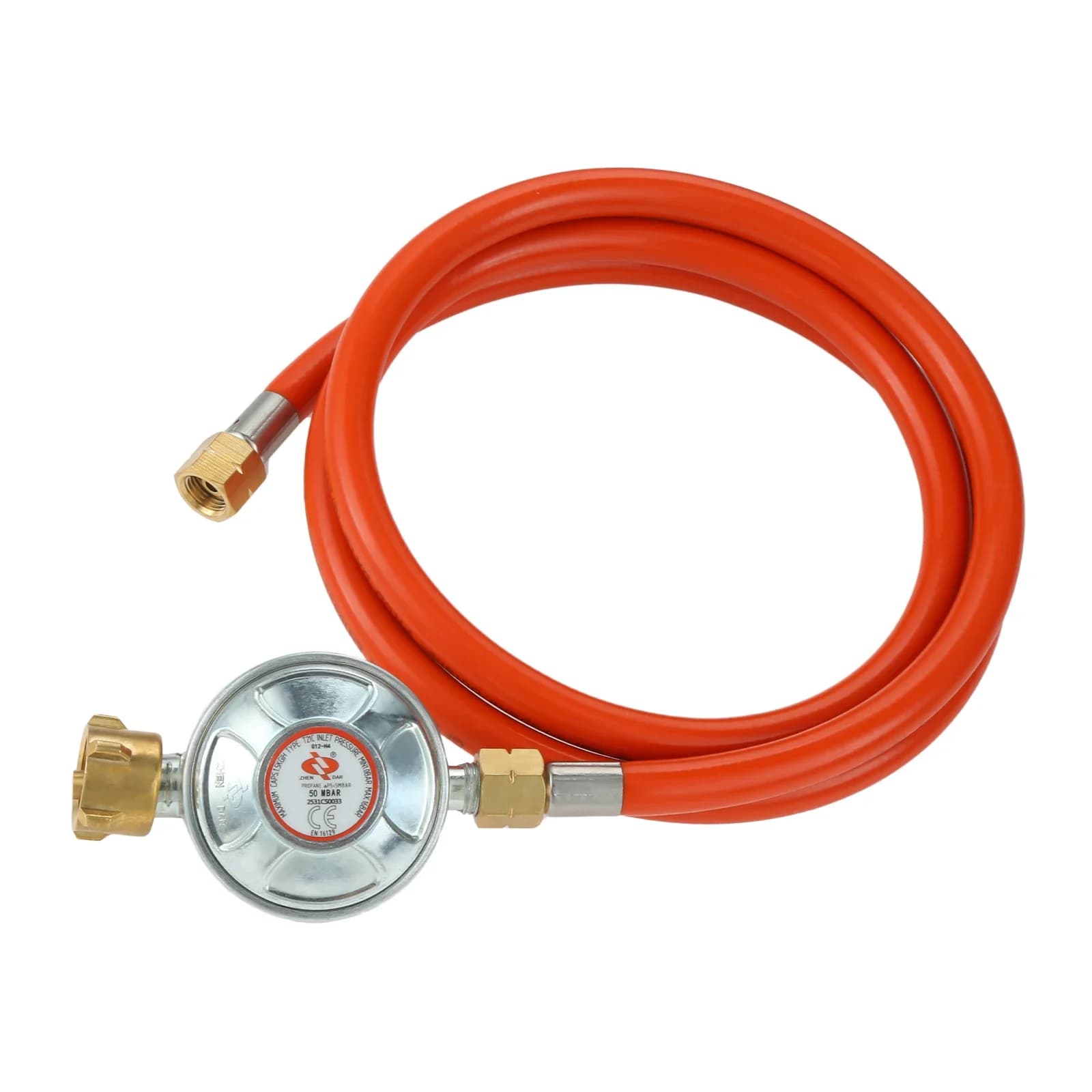 1kit Gas Pressure Regulator 50 Mbar + Gas Pipe 150 cm Pipe Left Thread 1/4 inch 1/2" R X 1/4" Lks Adapter GPL Camping Grill BBQ