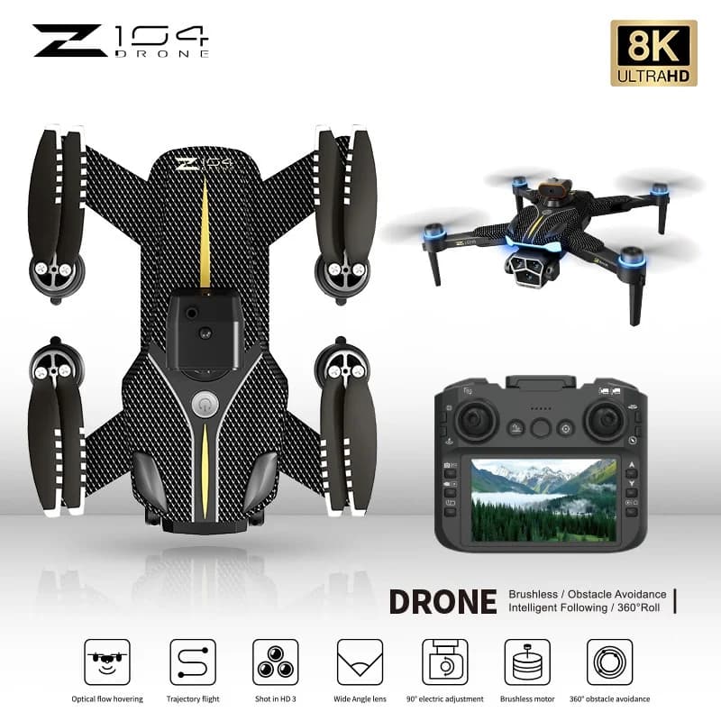 Z104 Drone con ritorno automatico GPS a 4 assi con schermo grande da 4,5 pollici 8K HD Fotografia aerea Telecomando RC Quadcopter Toy