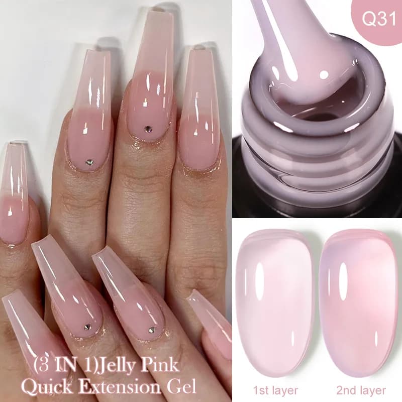 LILYCUTE 7ML Jelly Nude Pink Gel di estensione rapida Smalto per unghie French Manicure Finger Prolungare Gel di base in gomma LED UV autolivellante